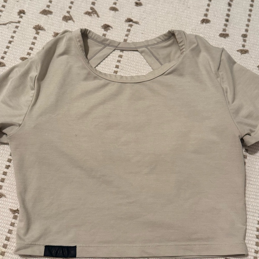 Alphalete Tan Crop Cut Out T-Shirt
